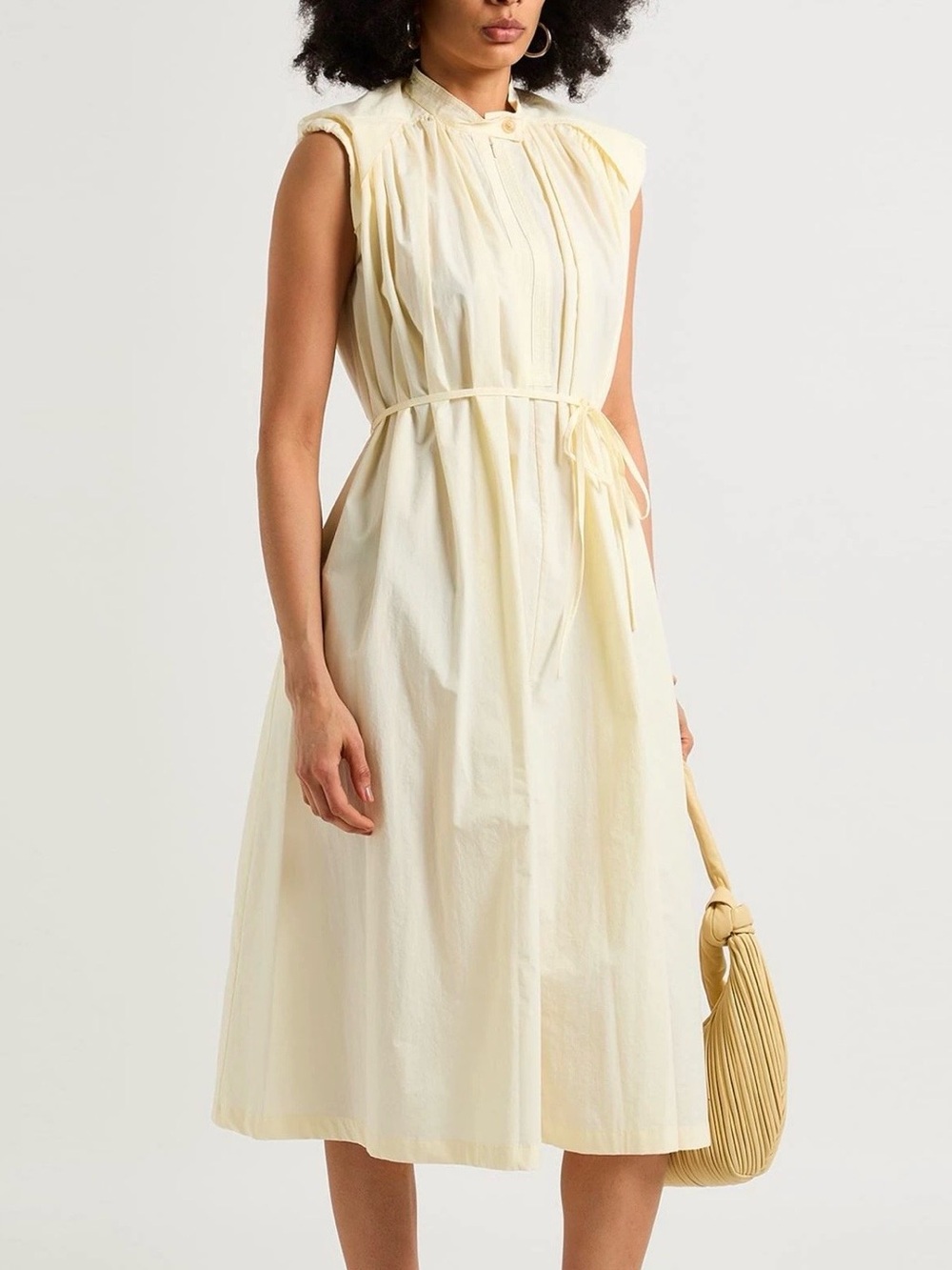 LOW CLASSIC Cream Tie Waist Sleeveless Midi Dress